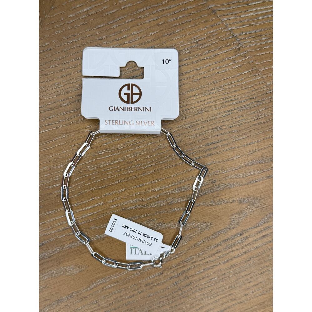 Giani Bernini Sterling Silver Paperclip Link Anklet 10” Italy - Picture 5 of 6